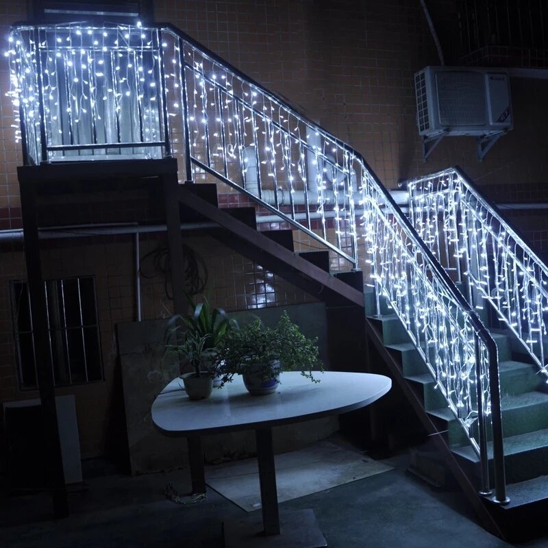 أضواء عيد الميلاد شلال الديكور في الهواء الطلق 5 متر دروب 0.4-0.6 متر Led أضواء الستار سلسلة أضواء حديقة الطرف الطنف الديكور