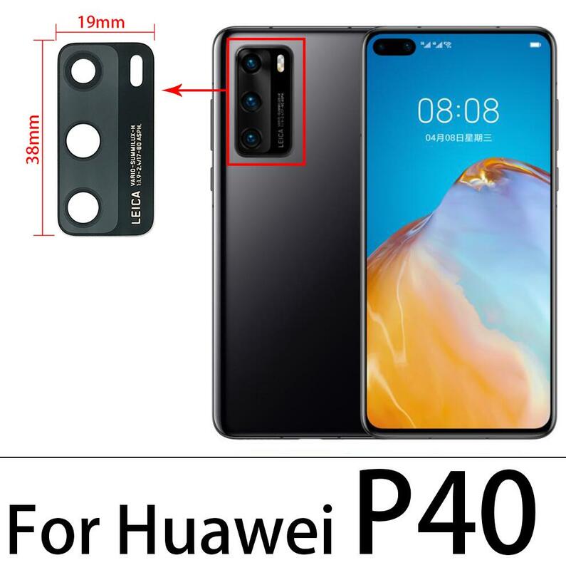 Huawei P30,p20 pro,p40 lite,e,ガラスレンズ用の接着剤付きオリジナルの背面ガラス,2個ピース/ロット
