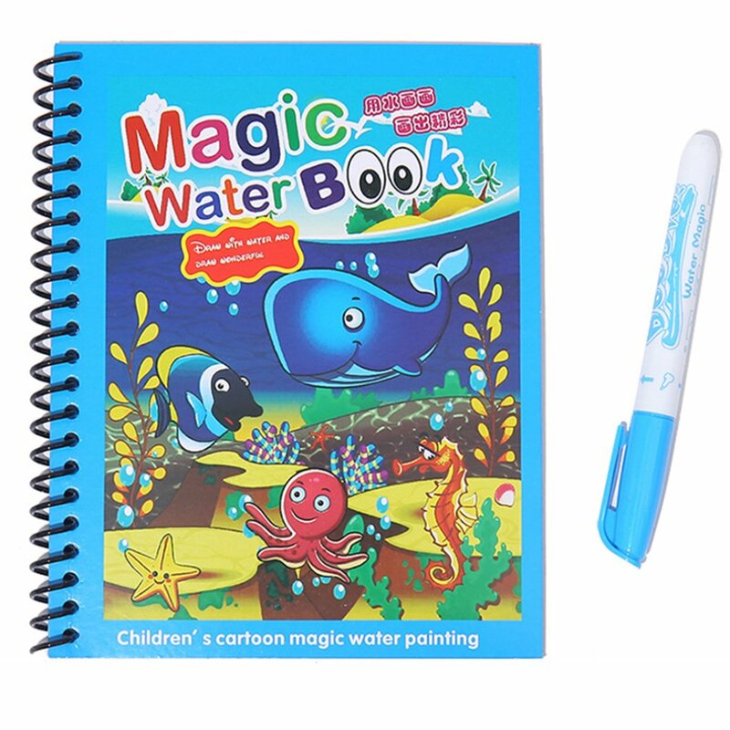 Livro de imagens colorido montessori, brinquedos infantis para colorir a água, grafite reutilizável, caneta mágica para pintar infantil