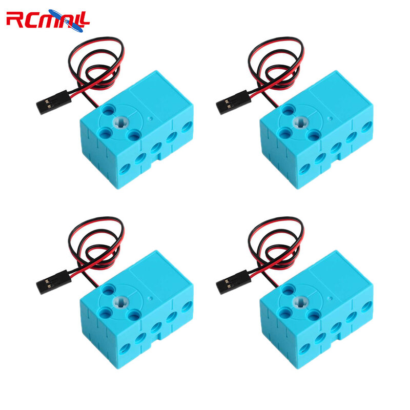 4Pcs 0.7KG 360 Degree Continuous Rotation Motor Double Out Shaft Large Torque Blue Slow/Red Fast Motor for Legoeds Micro:bit