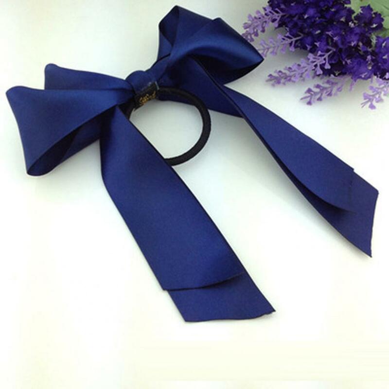 Laço de cetim de cor sólida e dupla camada feita à mão, bonito, para cabelo, gravata, corda, acessórios para cabelos