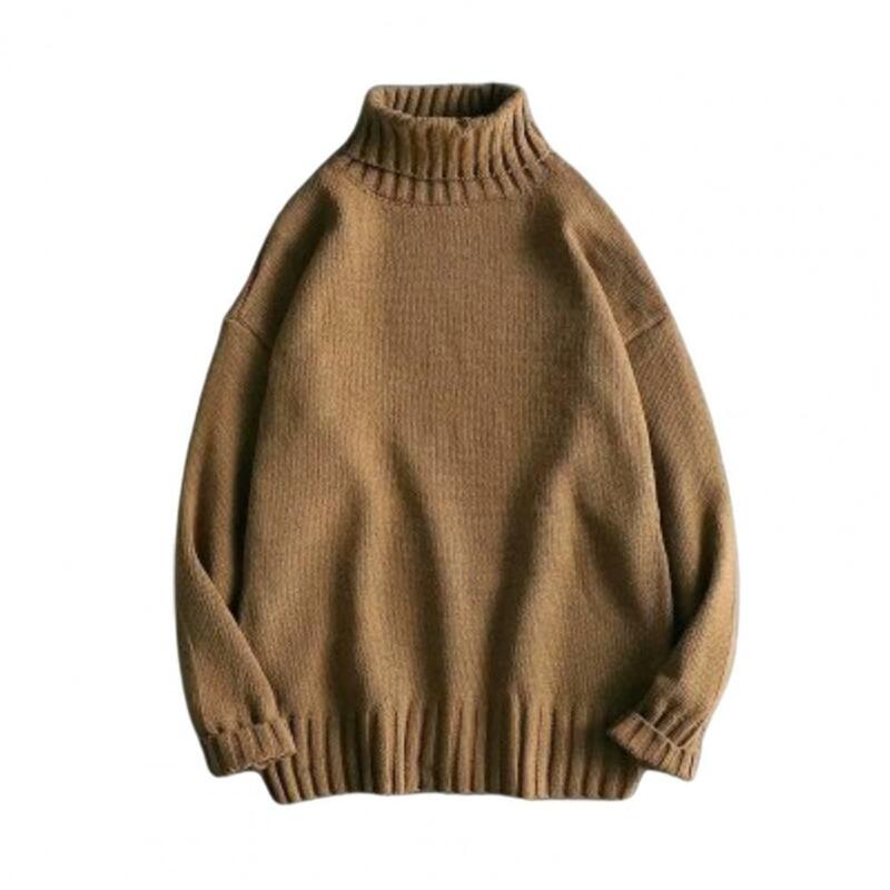 남녀공용 긴팔 터틀넥 단색 니트 스웨터, 남성 의류, 가을 겨울