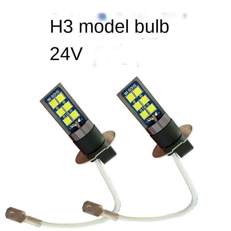 Bombilla LED H3 superbrillante para coche, luces antiniebla de circulación diurna, cc 12V-24V, 6000K, 2 piezas