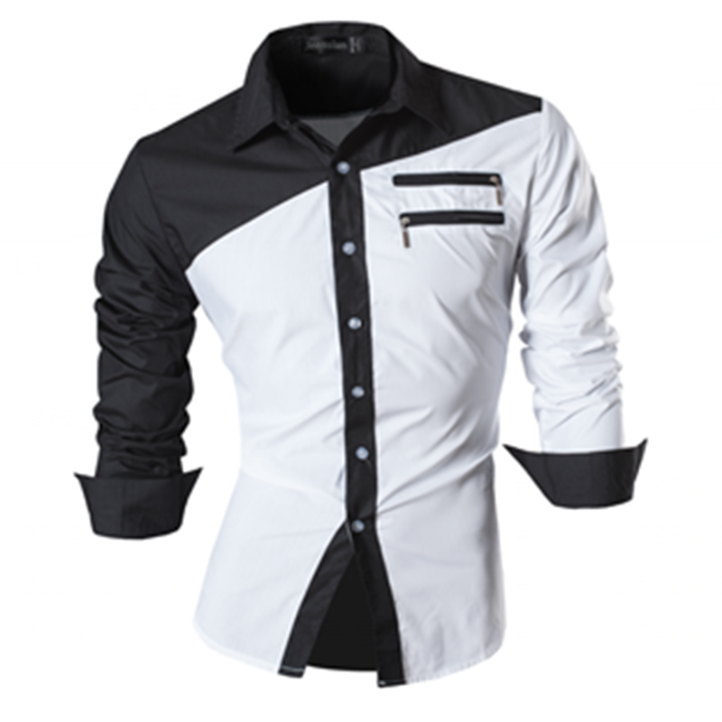 Jeansian primavera outono características camisas masculinas casual manga comprida camisas masculinas com zíper decoração (sem bolsos) z015