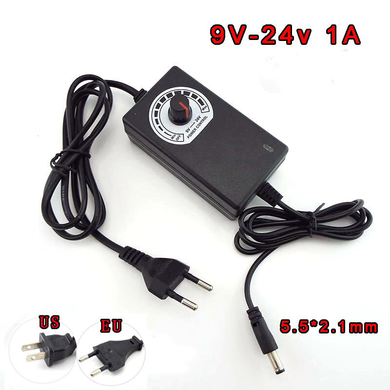 9-24V 1A AC 100-240V untuk DC Adaptor Universal Adjustable Power Supply Transformator Listrik Charger CCTV LED Strip Light 5.5*2.5Mm