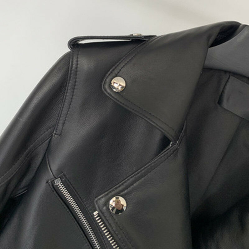 Spring new leather motorcycle leather coat women's coat sheep skin short style shows thin, versatile fit leather jacket
