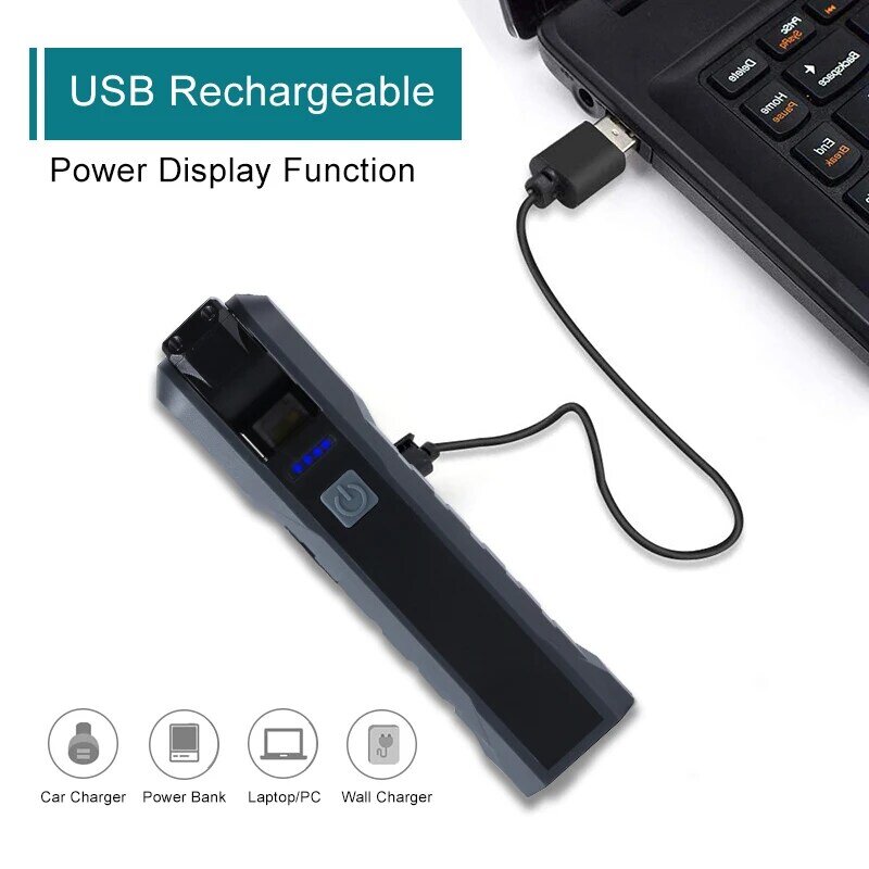 LED USB Rechargeable Work Light 4 Modes Folding Flashlight with Magnetic Base Portable Handheld Work Light For Car Repair Camp