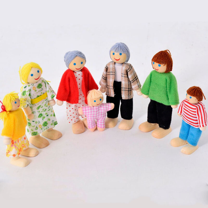 Nowe meble drewniane zabawka miniaturka Mini lalki drewniane rodzina lalka dla dzieci domek dla dzieci zagraj w zabawki chłopcy dziewczęta prezenty