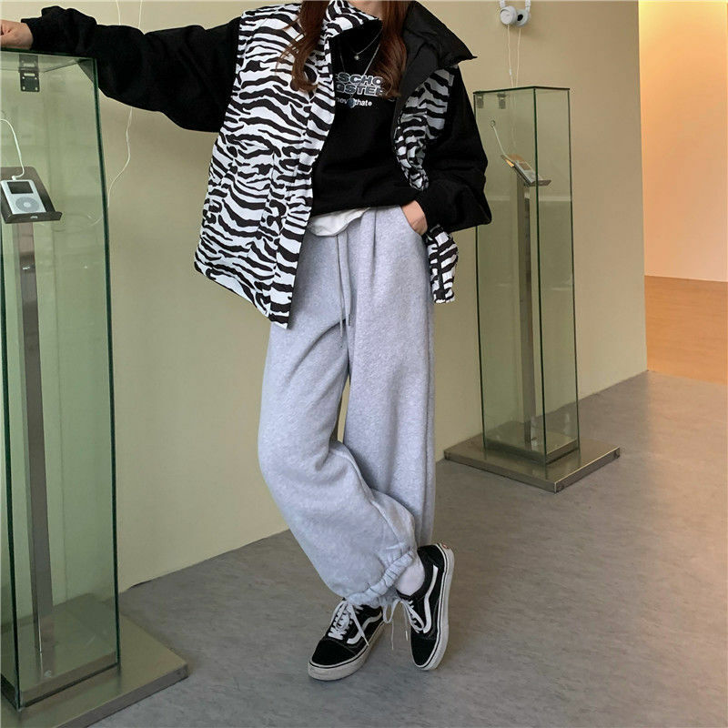 Pantalon Harem Harajuku pour femmes, taille haute, jogging décontracté, streetwear, à la mode, épais, collection automne 2021