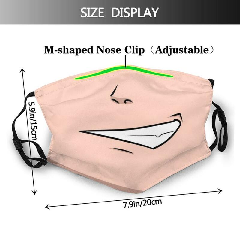 Máscara facial de Smirk para adultos y niños, mascarilla de Anime segura, máscara de boca, boca, Smirk Pervy, Manga, dientes, nariz