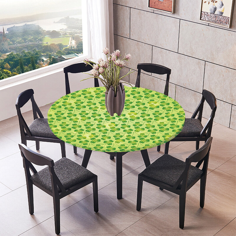 Elástico afiado à prova dwaterproof água apoiado cabido toalha de mesa decoração da cozinha, se encaixa 47 polegadas mesas redondas
