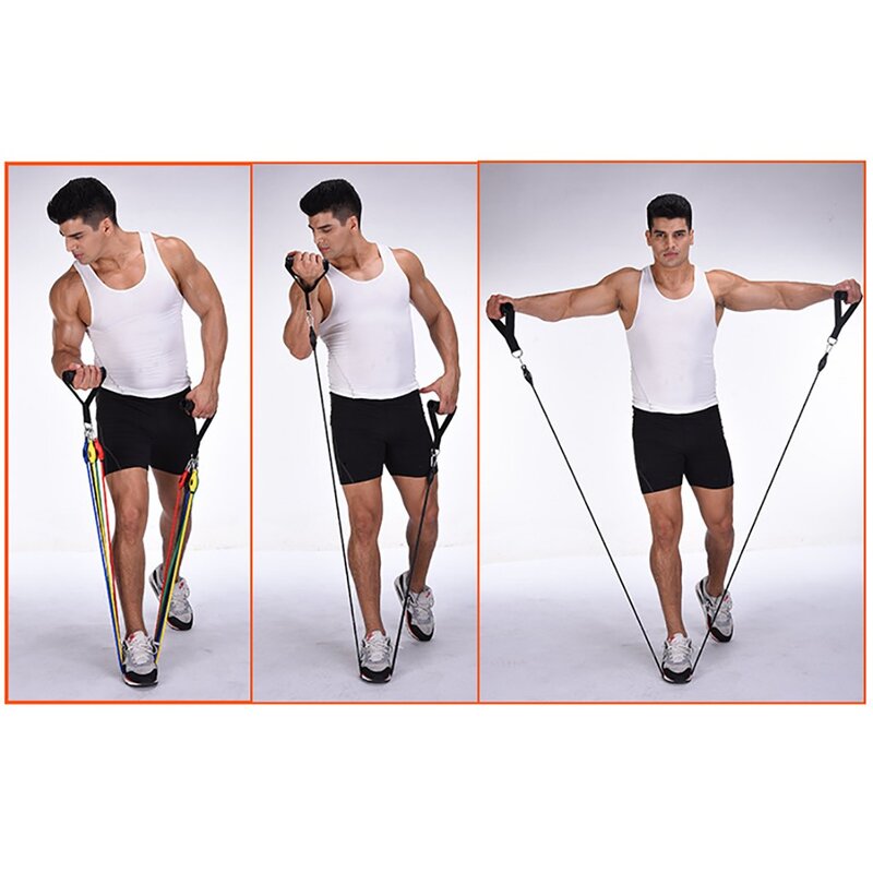 Faixas da Resistência da aptidão do Exercício de Látex 11 pçs/set Exercício Expansores de Tubos Pull Rope Pilates Workout Treinamento Yoga Laço de Borracha