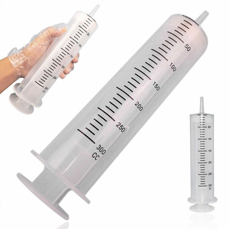 1pcs large 300ML Plastic Syringe Capacity  Transparent Reusable Sterile Measuring Injection Syringe Nutrient Hydroponics