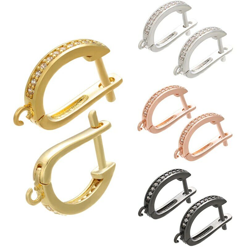 ZHUKOU ottone color oro ganci per orecchini accessori orecchini a bottone in cristallo gancio per orecchini fatti a mano creazione di gioielli VE94