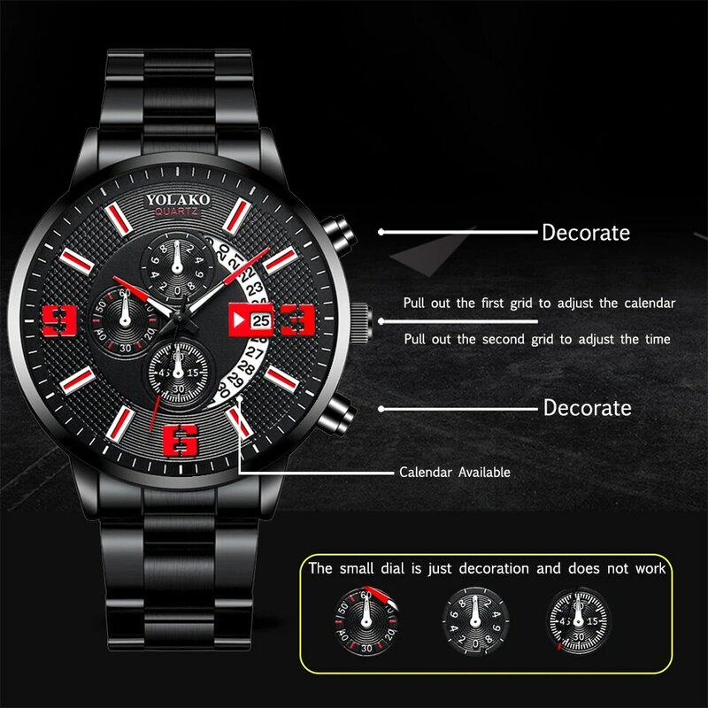 reloj hombre Mens Fashion Business Watches Men Business Casual Stainless Steel Quartz Watch Man Calendar Clock relogio masculino