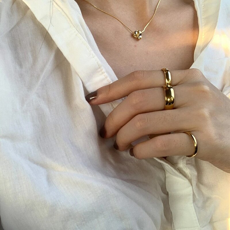 E.B.belle anello nocca Color argento placcato oro 18 carati in acciaio inossidabile da 2mm 4mm 6mm per anelli minimalisti da donna