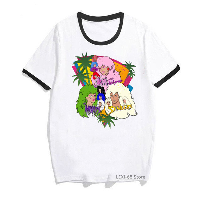 Camiseta con estampado de Jem y los hologramas para mujer, ropa de mujer, camiseta blanca de manga corta para mujer, camisetas de verano