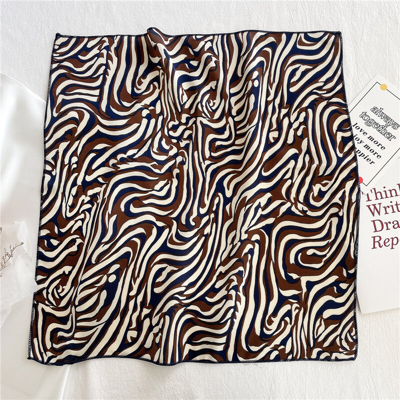 Petit foulard carré en soie pour femme et fille, accessoire de coiffure, bandeau, imprimé à pois, châles, 50x50cm