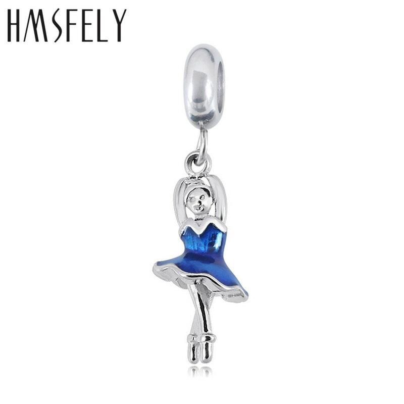 HMSFELY 316l Titanium Stainless Steel Enamel Ballet Girl Pendant For DIY Bracelet Necklace Jewelry Making Accessories Dangles
