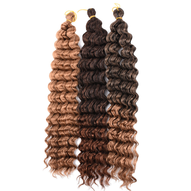 Długie głębokie Wave Twist szydełkowe włosy naturalne syntetyczne włosy plecione warkocz Afro loki warkocz z włosów Ombre rozszerzenia Low Tempreture