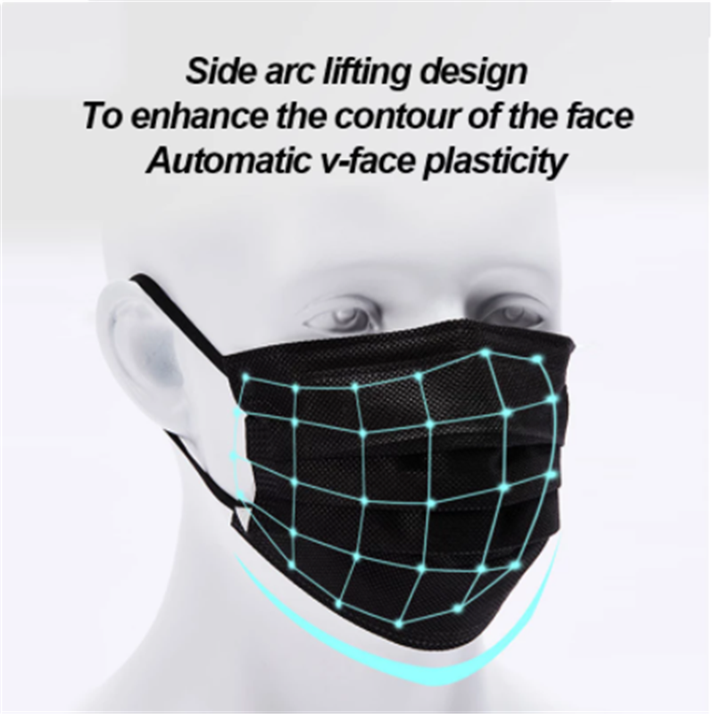 5-200Pcs หน้ากากทิ้ง Nonwove 3ชั้นกรองหน้ากาก Mouth Face Mask Filter ปลอดภัย Breathable สีดำหน้ากากป้องกัน fast Shippin