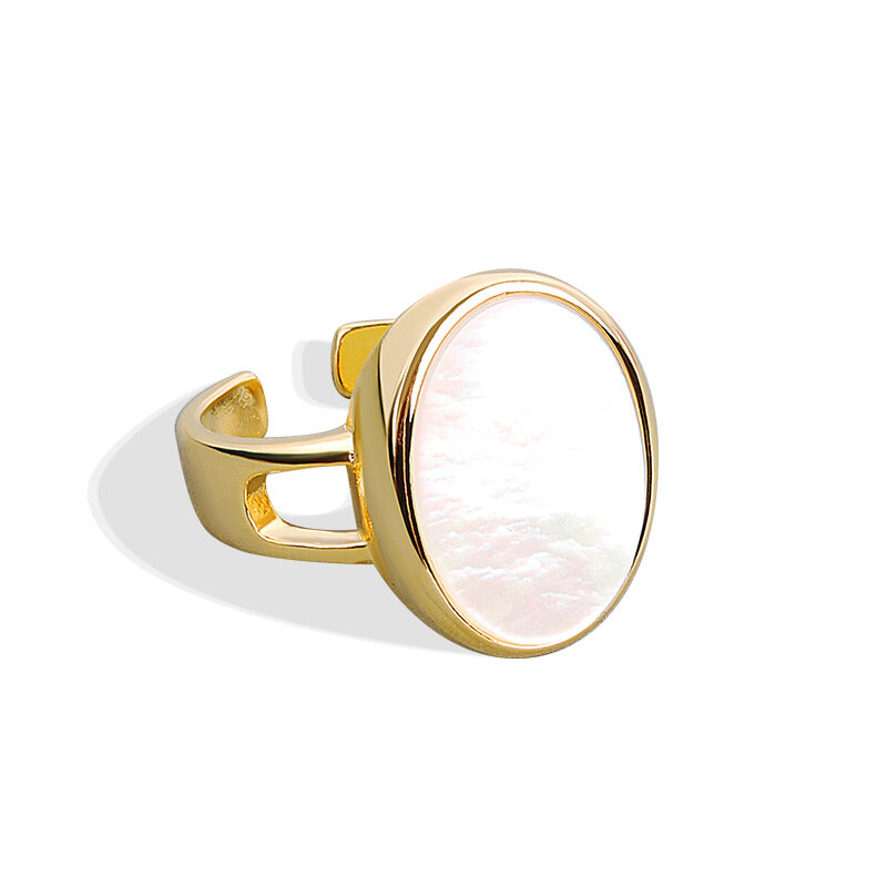 925 стерлингового серебра, новые браслеты, простой дизайн, овальный камень Золотая Цвет кольца в стиле ретро; Искусственно состаренные открытие кольцо ручной работы модные ювелирные украшения