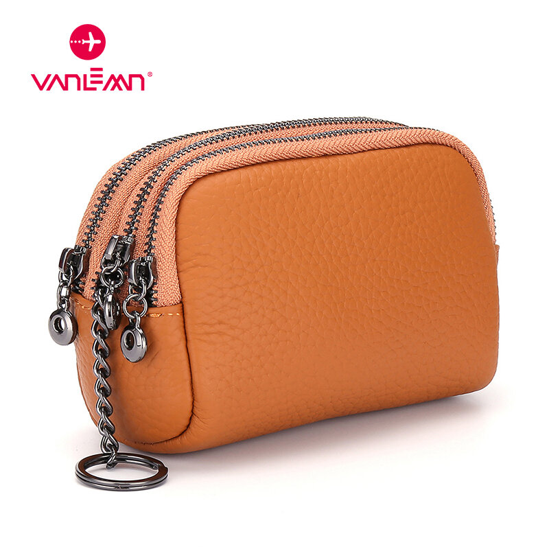 Porte-monnaie en cuir véritable pour femmes, Mini sac de rangement, porte-monnaie de luxe, pour clés