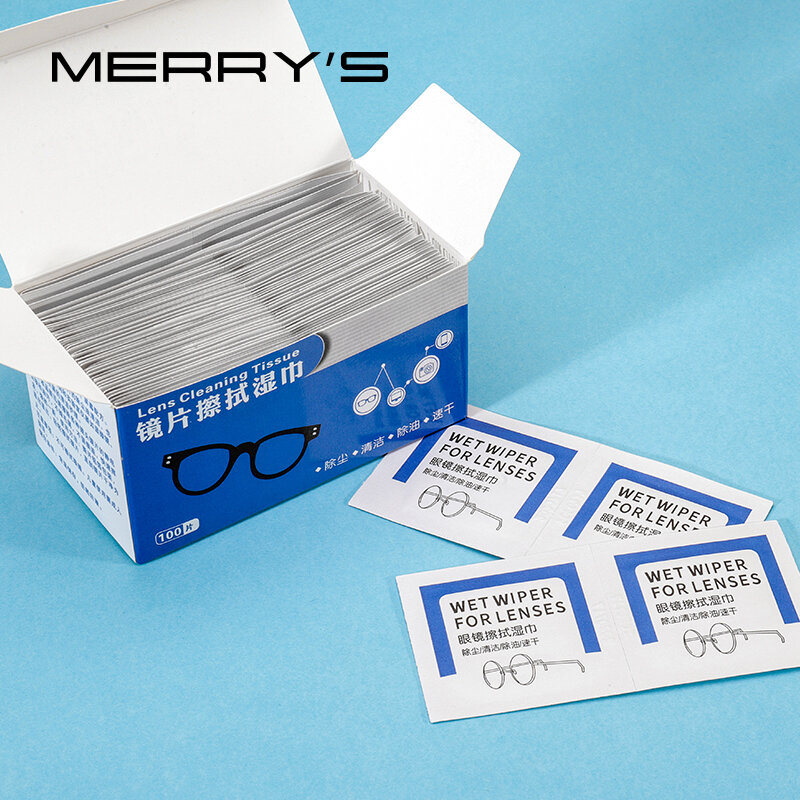MERRY'S-Lens Toalhetes de limpeza para lentes de óculos, Óculos de sol Câmera Celular Laptop Lens Clothes, Pacote 100ct