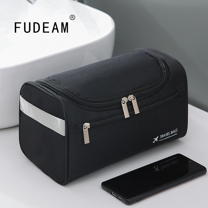 FUDEAM-Bolsa de almacenamiento portátil de poliéster para hombre y mujer, organizador de artículos de tocador, bolsa de cosméticos de viaje colgante, bolsa de lavado impermeable