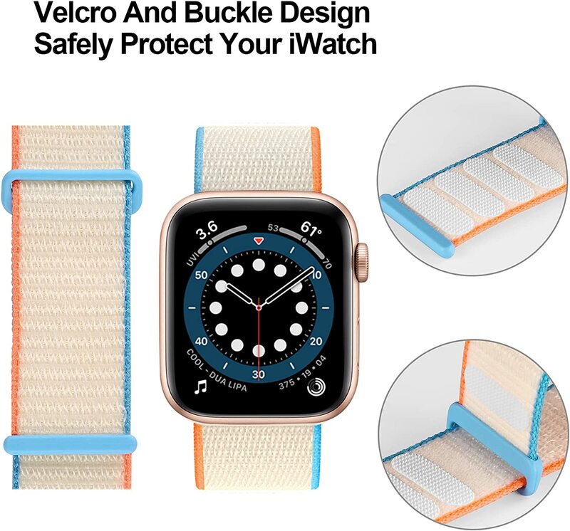 Pulseira de Nylon Suave Respirável para Apple Watch, Banda para iWatch Series 9, 8, 7, SE, 6, 5, 4, 3, Ultra, 40mm, 44mm, 49mm, 38 milímetros, 42 milímetros
