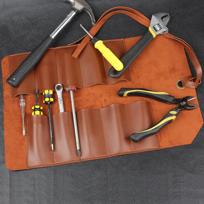 Pvc Tool Roll Up Pouch Multi Pocket Multifunctionele Toolkit Wrench Roll Pouch Tool Rits Carrier Tote Opbergzakken Pu Leer