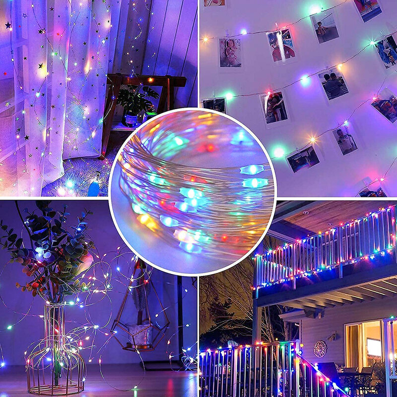 Battery Operated 8 Modes Remote LED String Lights Waterproof Fairy Lights Garden Christmas Decoration Garland Holiday Lighting