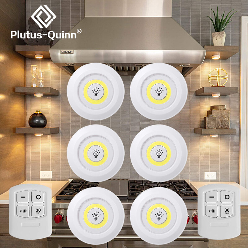 Luz COB superbrillante para debajo del gabinete, lámpara de noche regulable con Control remoto inalámbrico para el hogar, cocina, armario y dormitorio