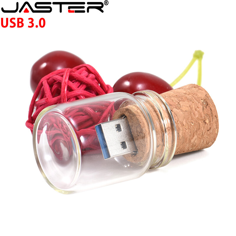 JASTER флеш-накопитель USB 3,0 бесплатный логотип под заказ стеклянная бутылка деревянная коробка флэш-накопитель внешнее хранилище 128 Гб флэш-накопитель 8 Гб Бесплатная доставка
