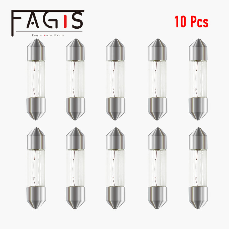 Fagis-Festoon SVklift Car Bulbs, Auto Halogen Lamps, Planner Plate, Interior Reading Light, C5W, 12V, 5W, 36mm, 39mm, 41mm, 10 Pcs
