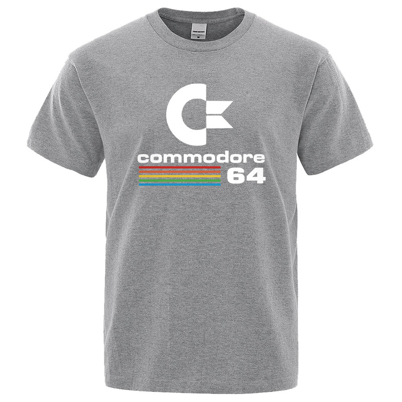 Camiseta estampada Commodore 64 masculina, design retrô legal, blusa de manga curta de rua, algodão, comodoro verão C64 SID Amiga