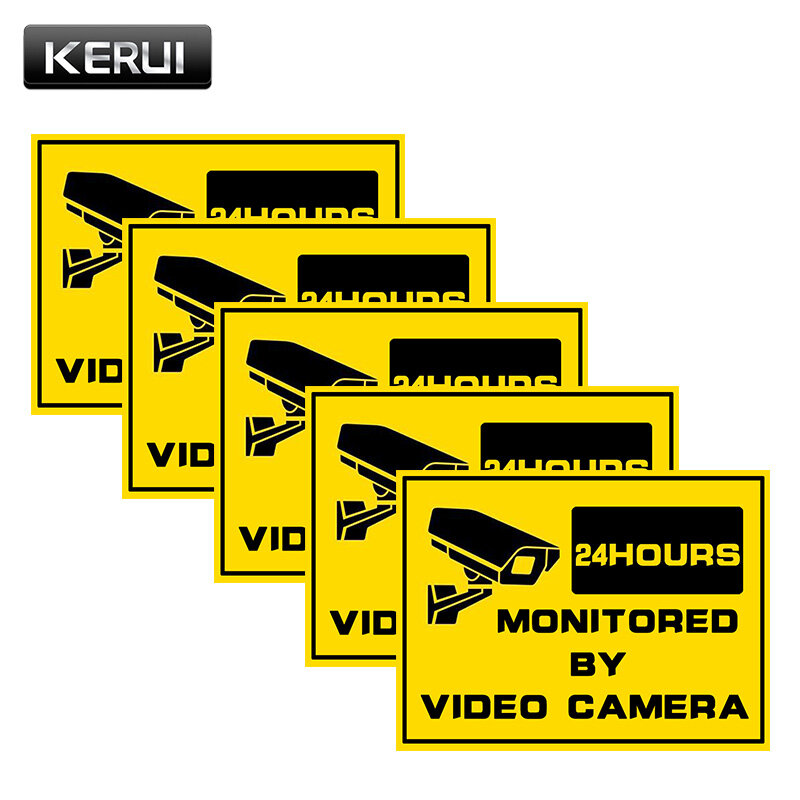 Pegatina de advertencia para sistema de vigilancia del hogar, pegatinas de seguridad para ventana, sistema de seguridad CCTV, para cámara IP, 5 uds.