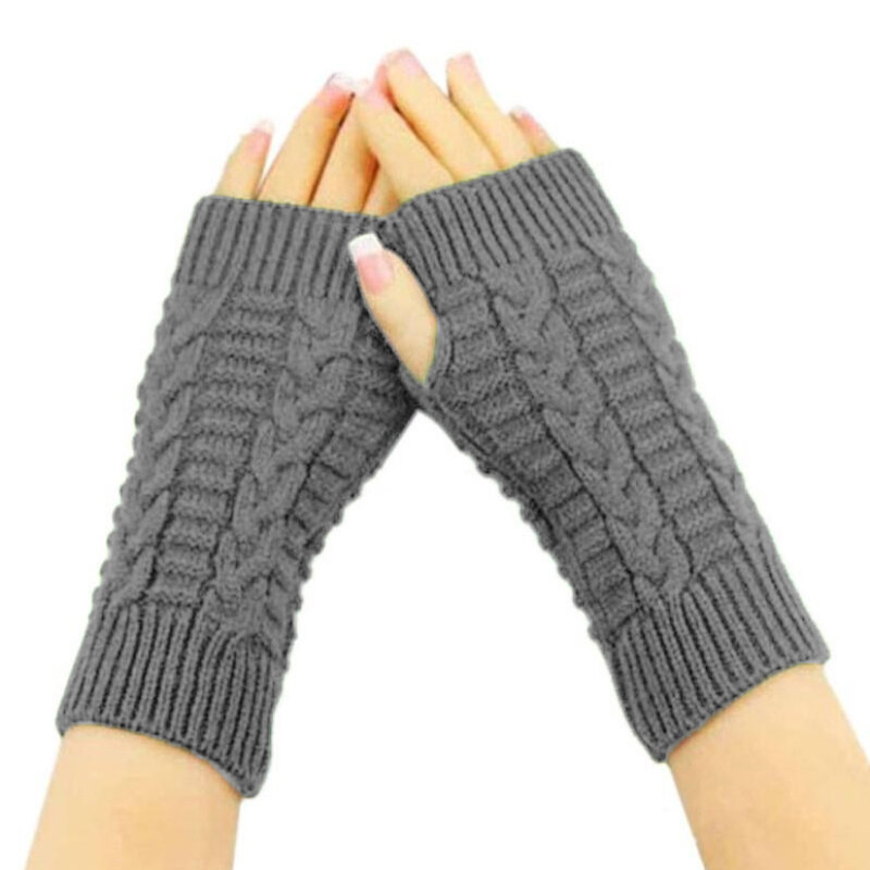 1Pair Women Soft Fingerless Glove Arm Wrist Cover Sleeve Hand Long Sleeve Mitten Warmer Girls Knitted Gloves Unisex