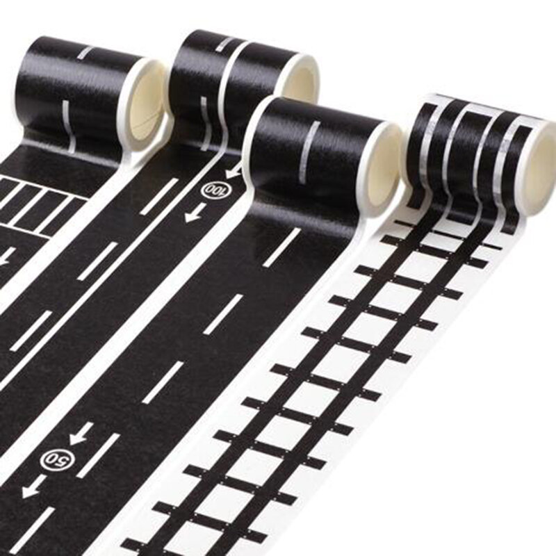 DIY Peta Tape Masking Tape Peta Lalu Lintas Pola Kerajinan Tape Kertas Tape untuk Anak-anak Truk Kereta Track Stiker Roll kertas