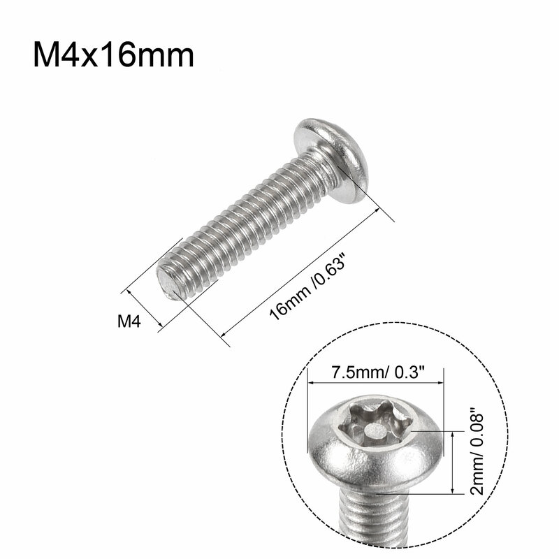 Uxcell – vis de sécurité Torx M4x16mm, 20 pièces, vis à tête cylindrique à l'intérieur de la colonne, boulons de fixation en acier inoxydable 304