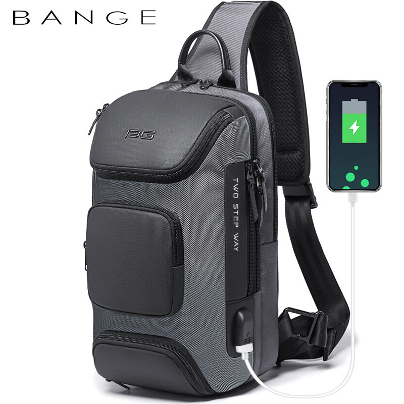 BANGE-حقيبة كتف متعددة الوظائف مضادة للسرقة للرجال ، وحقيبة رسول مقاومة للماء ، وحقيبة صدر صغيرة للسفر