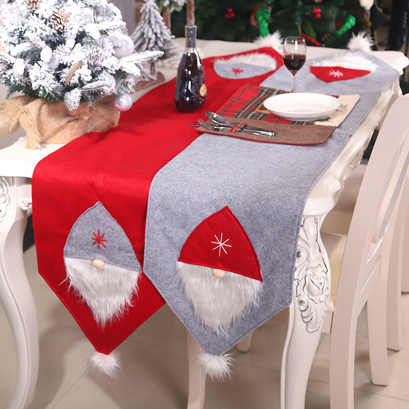 Camino de mesa de muñeco de nieve de alce de lino para regalo de Navidad, decoración de Feliz Navidad para el hogar 2022, adornos de Navidad para decoración de fiesta en casa 2022