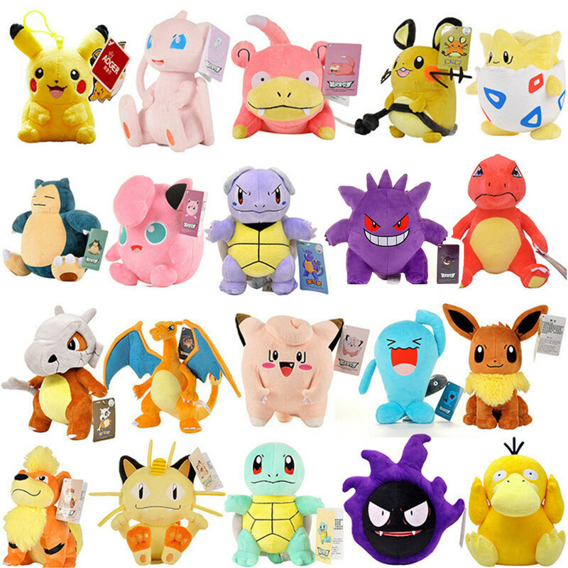 Peluche pokémon 20/25CM, Kawaii Pikachu, minnie, tortue, Anime, poupée pour enfants, cadeau d'anniversaire, de noël, Original et authentique
