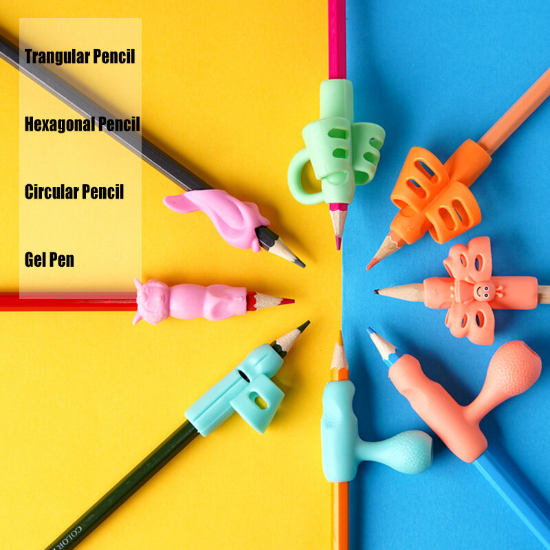 6 قطعة إصبع قلم رصاص القبضات الأطفال الكتابة الموقف المعونة حامل القلم تصحيح جهاز مجموعة ل المتعلم