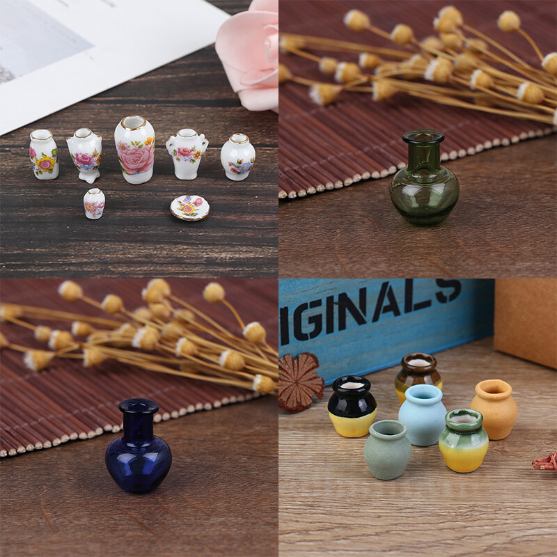 Mini casa delle bambole accessori per vasi in porcellana in ceramica Miniature per case delle bambole 1:12 accessori miniatura decorativa
