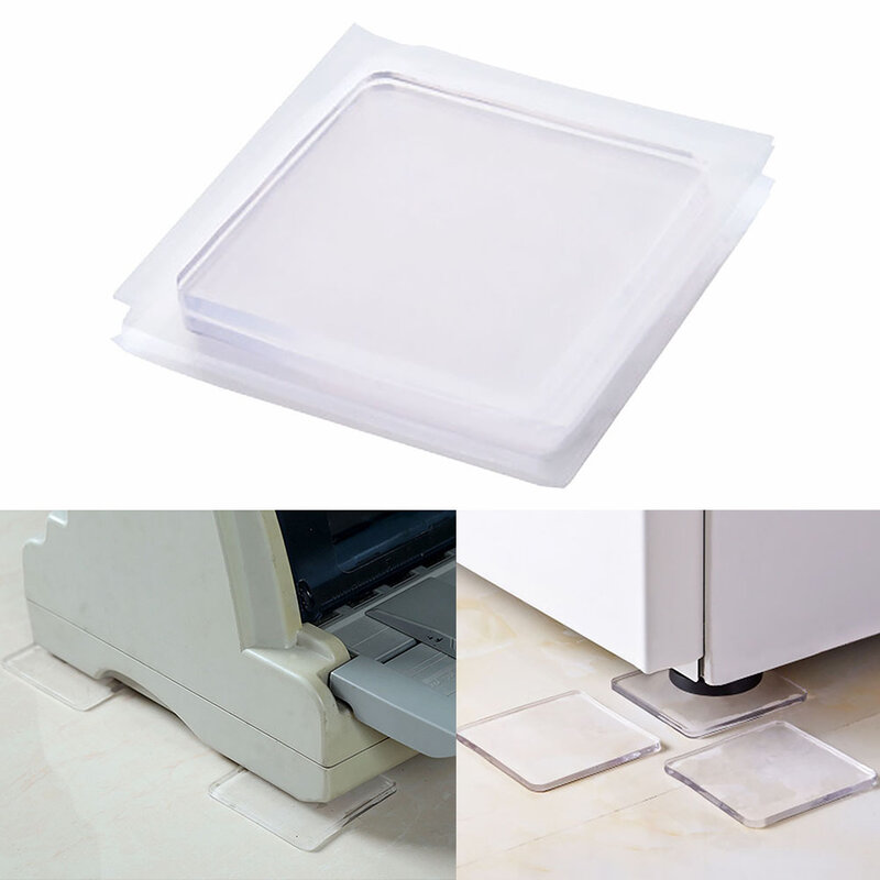 Almohadilla de silicona transparente para lavadora, alfombrilla antideslizante antivibración portátil, 4 unidades por juego