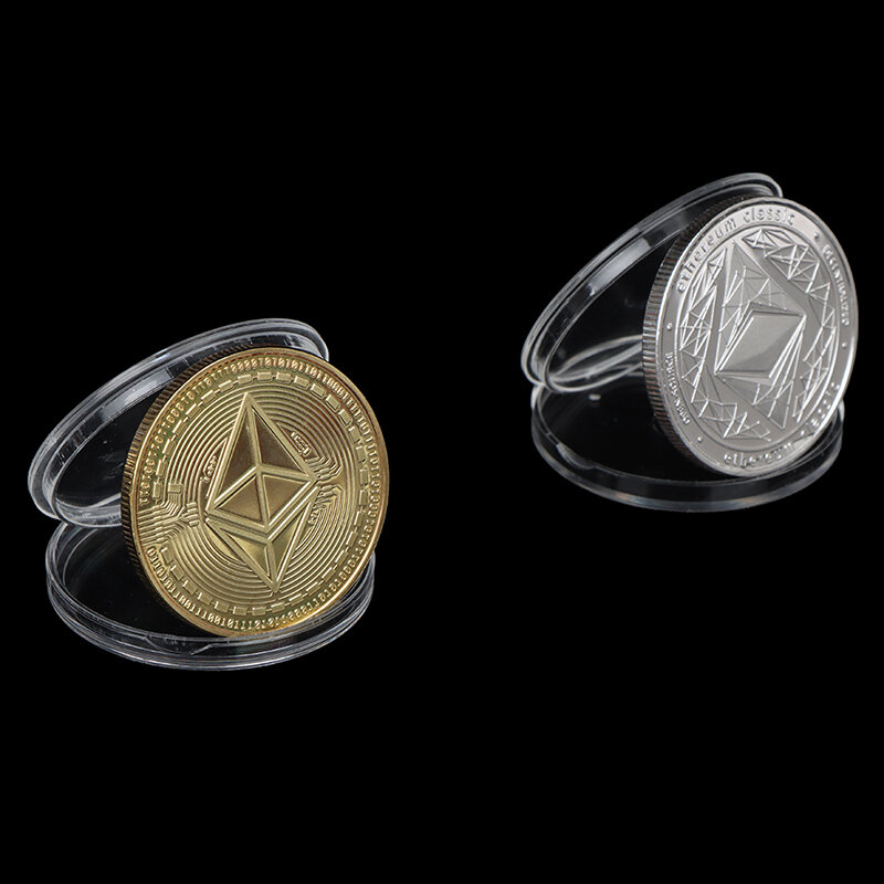 1 szt. Złoto/posrebrzane Ethereum moneta wirtualna pamiątkowa moneta kolekcja sztuki prezent