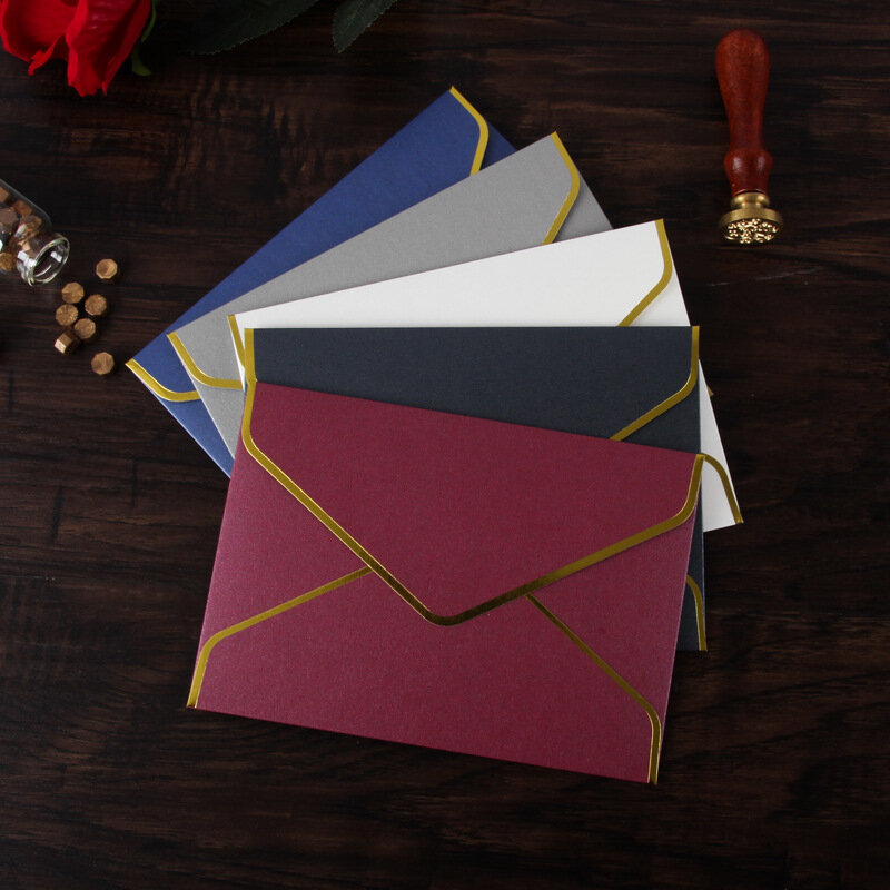 10pcs/set Retro Gold Stamping Envelopes Creative  European Business Envelope Letter Paper Envelope Wedding Invitation