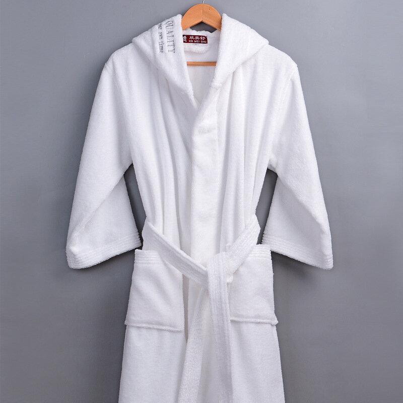 Robe de bain en éponge 100% coton, longue et épaisse, absorbant, Kimono pour hommes, léger, serviette gaufrée, peignoir Plus, vêtements de nuit, Robe de chambre pour femmes