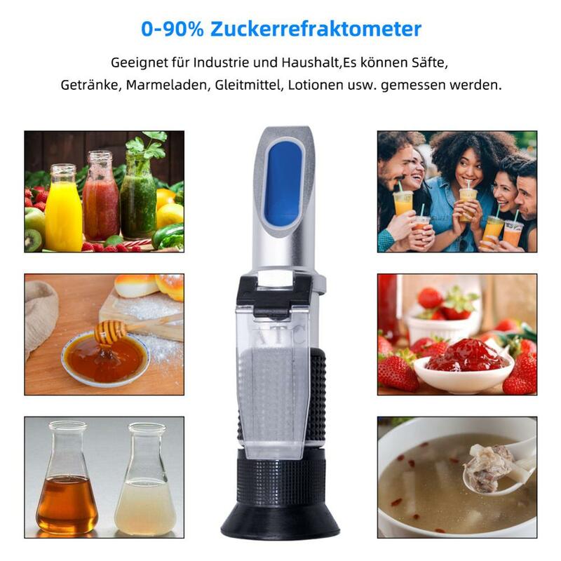 Portátil Brix Refractometer 0 -90% HandHeld Sugar Content Meter para Fruit Juice Soup Liquid Index Tester Medição Instrumento